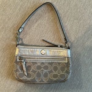 Mini silver grey coach purse / wristlet